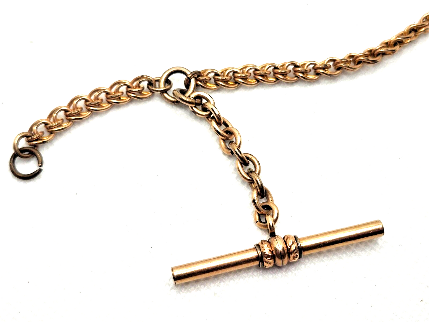 Antique Victorian RFS & Co Rose Gold Filled Pocket Watch Fob Chain w/ T-bar image 2
