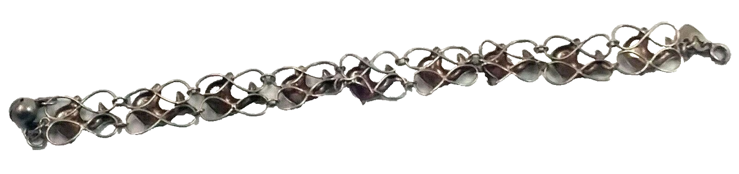 Gorgeous Sterling Silver Dolphin Link Bracelet 7.25" Long image 5
