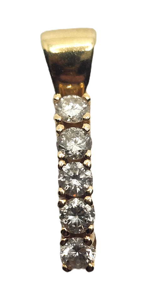 1cttw Round Diamond & 14k Yellow Gold Pendant 5-Stone image 1