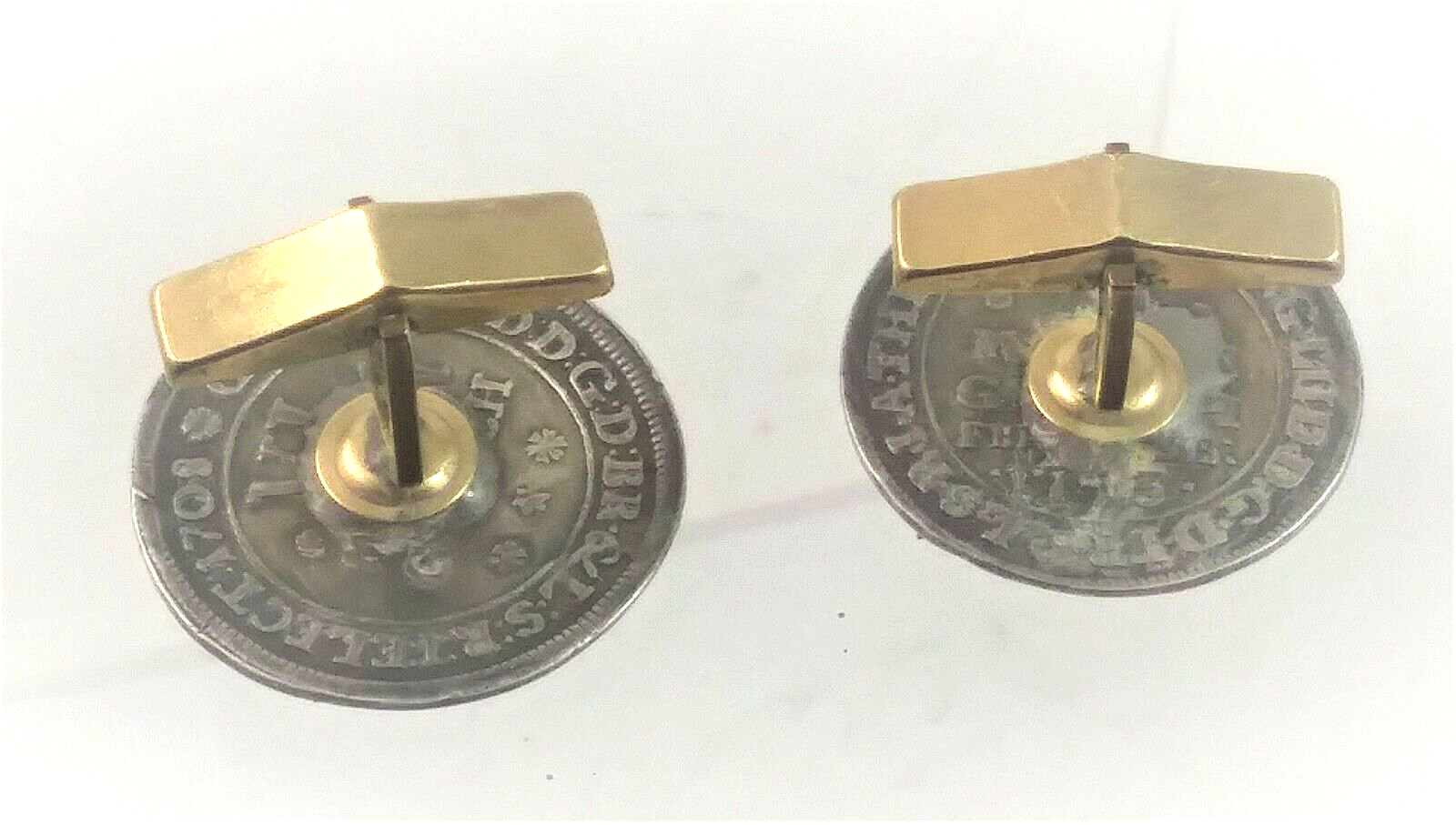 Antique 6 Marian Dime 1708 Silver Coin & 14K GF Cufflinks image 6