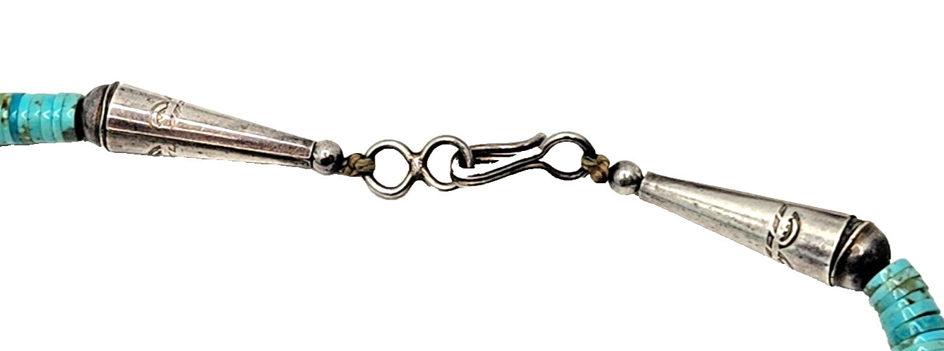 Native American Navajo Graduated Bead Disc Turquoise & Sterling Necklace image 8