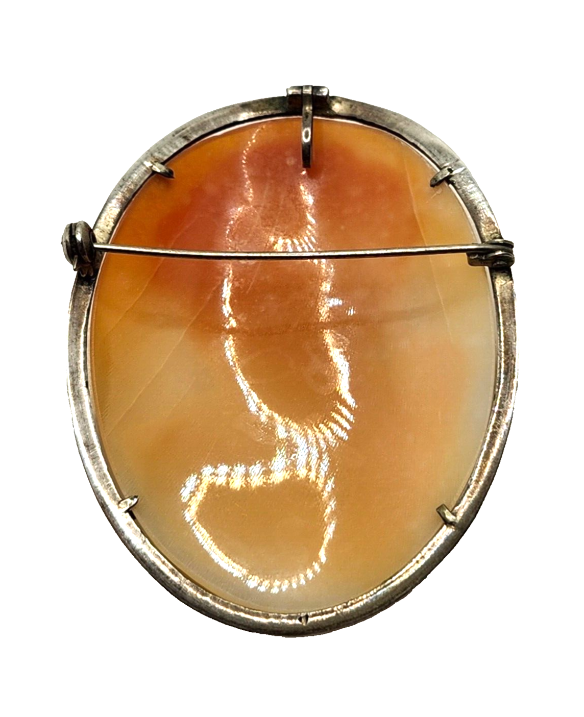 Large Antique Victorian Sterling Silver Marcasite & Shell Cameo Brooch Pendant image 5