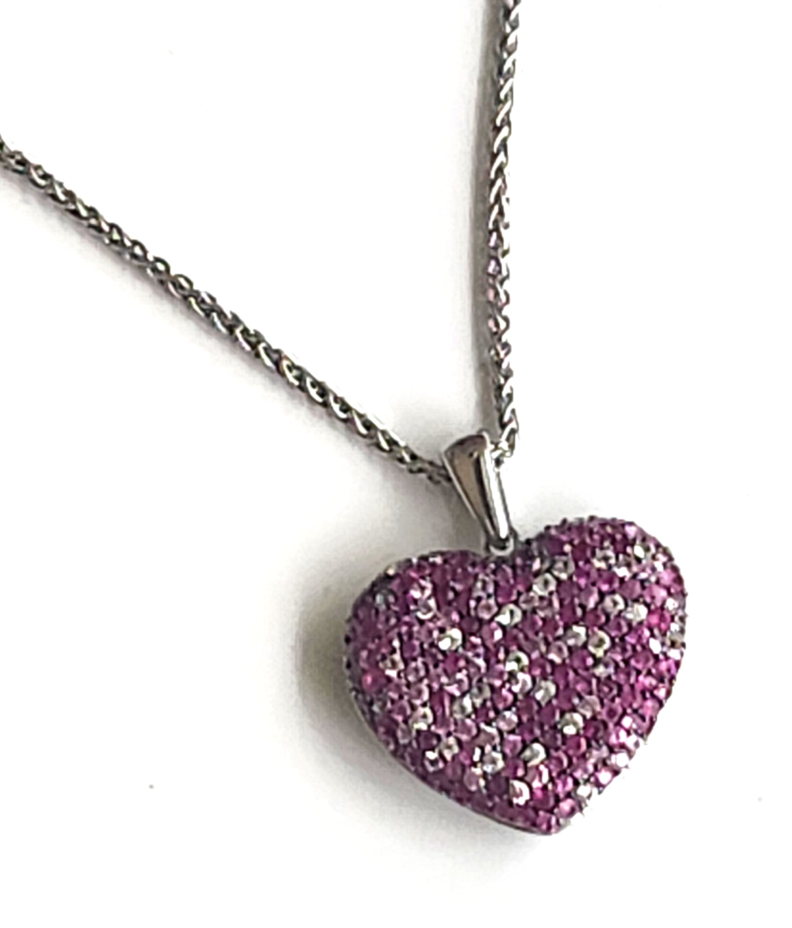 EFFY Sterling Silver & Pink Sapphire Splash Heart Pendant Necklace image 6