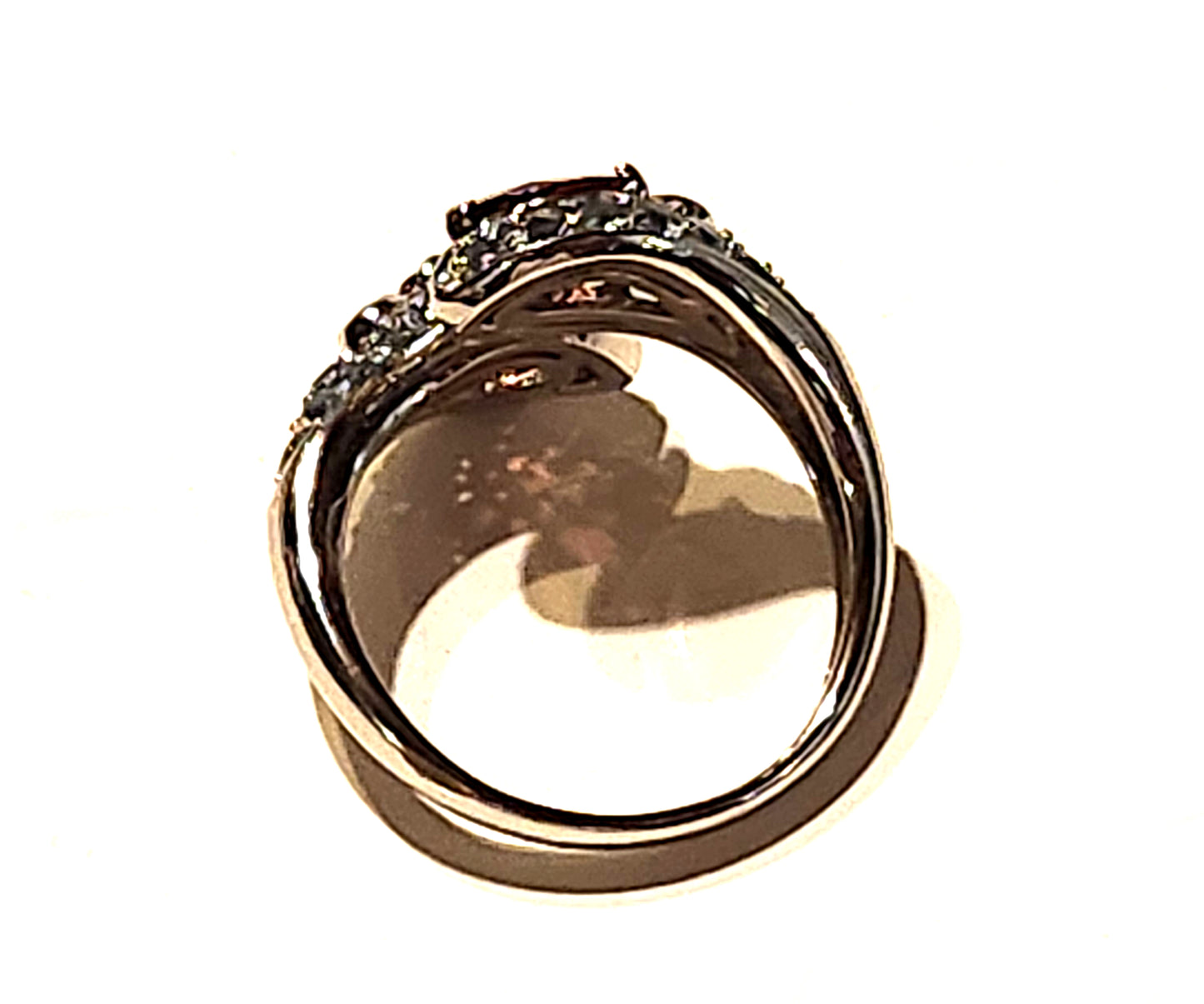 Sonia B. Red Spinel, Topaz & Diamond 14k White Gold Bypass Ring image 4