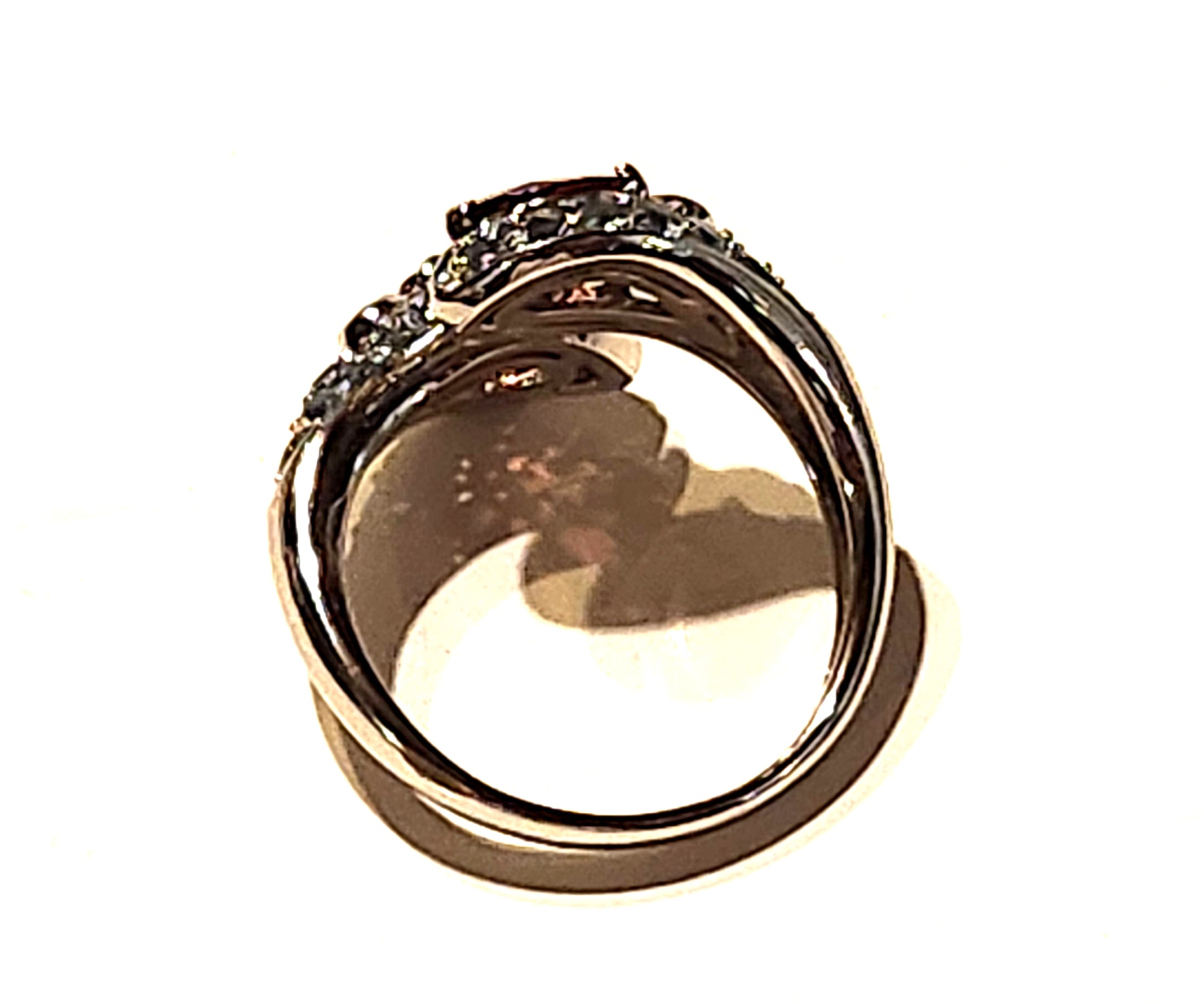 Sonia B. Red Spinel, Topaz & Diamond 14k White Gold Bypass Ring image 4