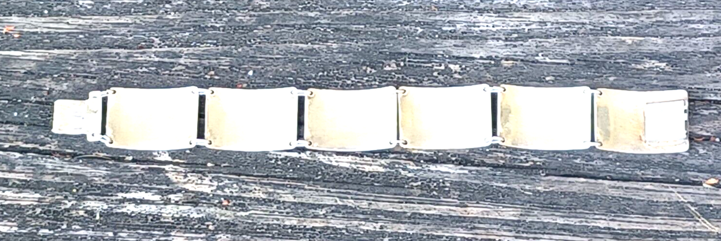 Vintage Norwegian Sterling Silver Guilloche Enamel Flower Panel Bracelet image 8