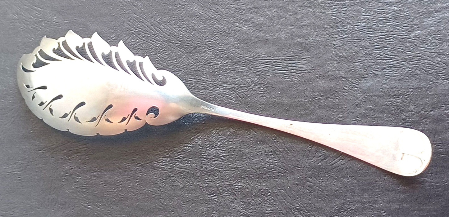 Antique Fancy Sterling Silver Macaroni Server Pierced Serving Spoon Floral Motif image 6