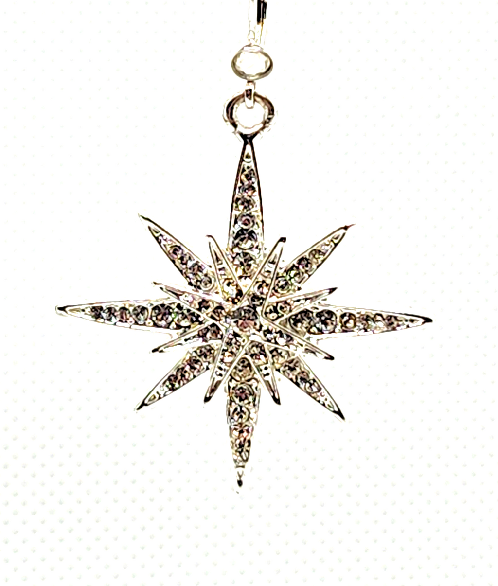 Kirks Folly Clear Crystal Star Spangled Leverback Silvertone Earrings image 1