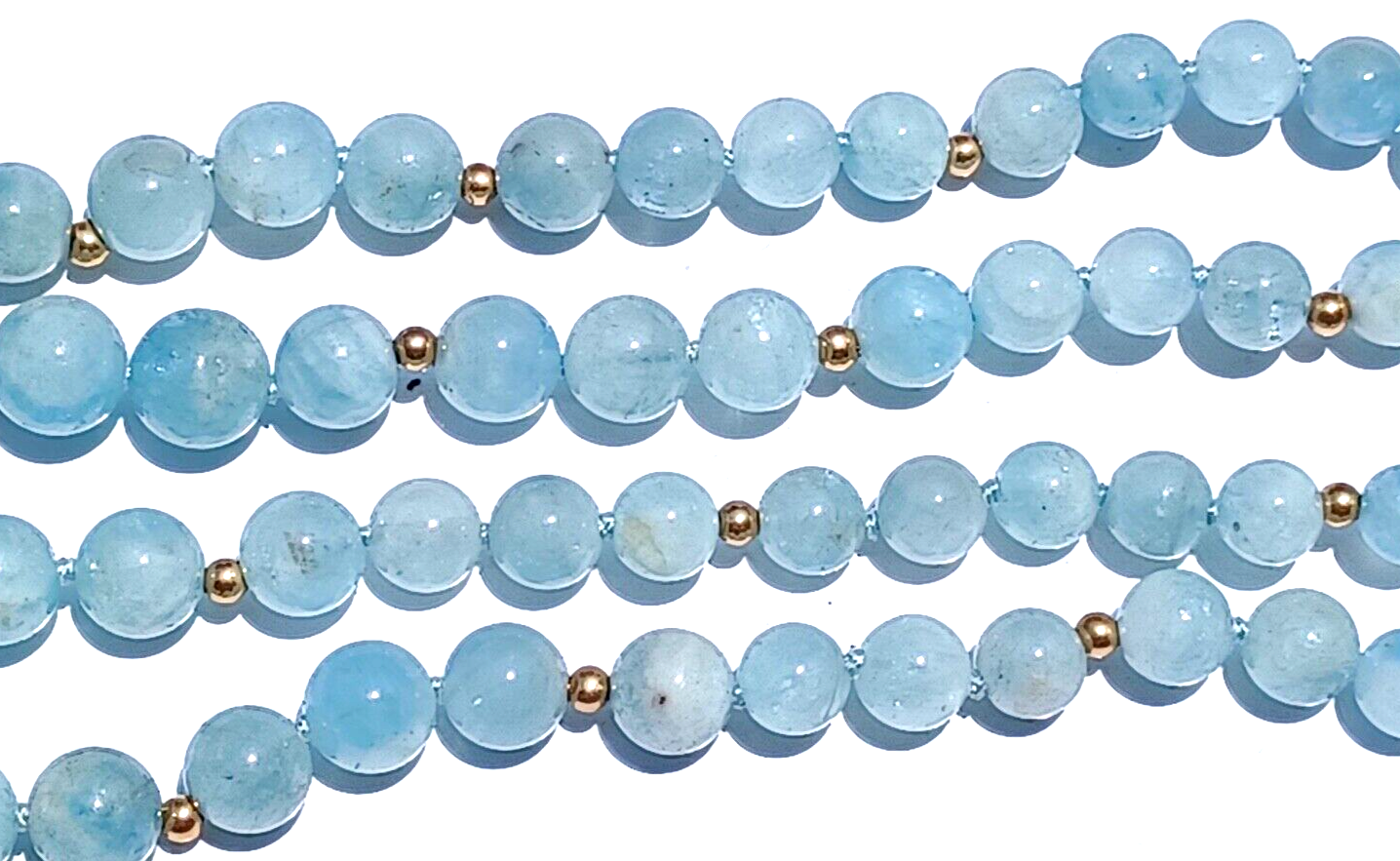 Antique Graduating Double Strand Aquamarine Crystal & 14K Gold Bead Necklace image 5