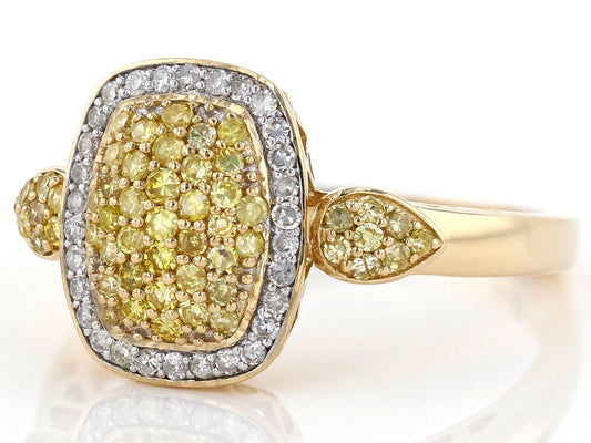 .53ctw Pave Yellow & White Diamond 10k Yellow Gold Ring image 0