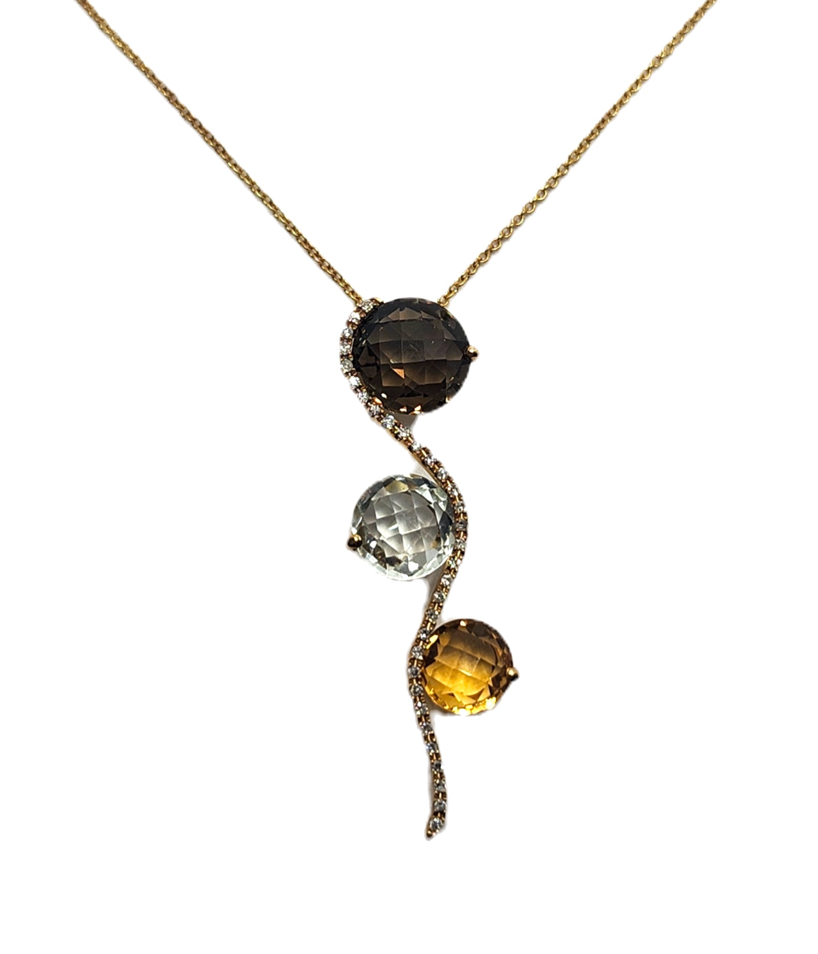 NEW! EFFY Multi Stone & Diamond 14k Yellow Gold Pendant w/ Chain image 6