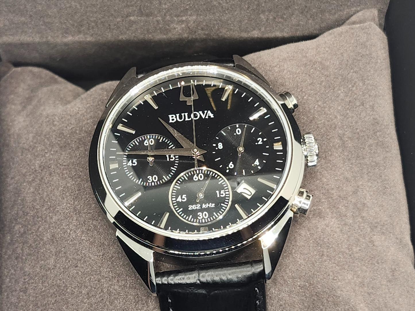 NEW! Bulova Men's Classic Precision Chronograph Black Leather Watch 42 MM image 2