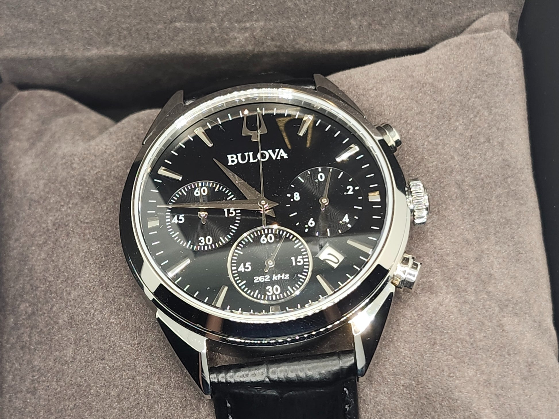 NEW! Bulova Men's Classic Precision Chronograph Black Leather Watch 42 MM image 2