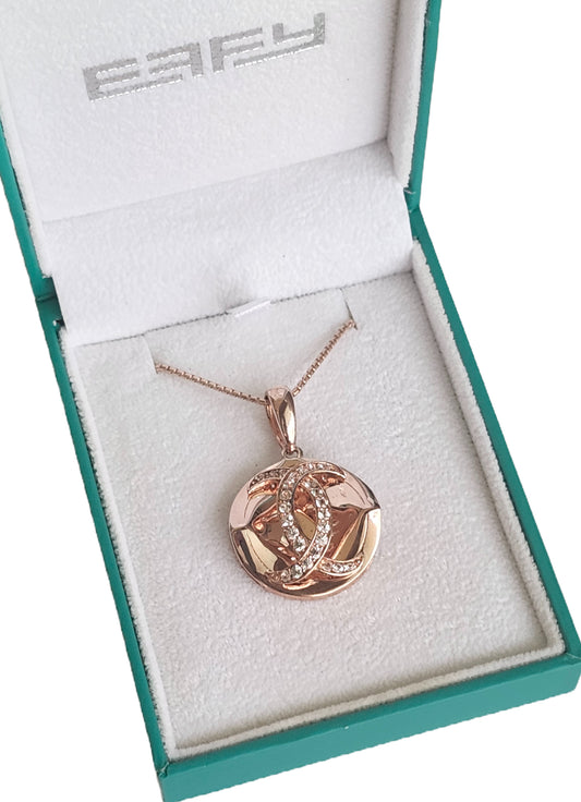 Effy Rose Gold Sterling Silver & White Sapphire Pendant with Chain in Box image 0