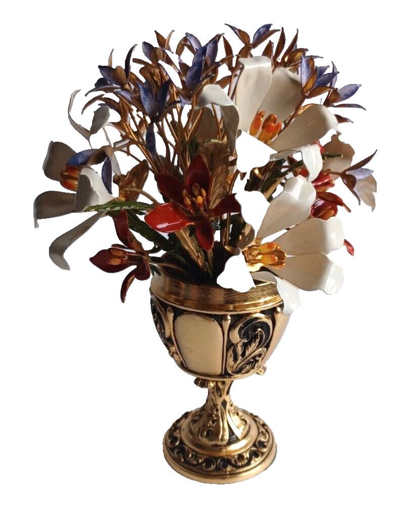 Vintage Franklin Mint Imperial Russian Bouquet Carl Faberge Brass Enamel Flowers image 1