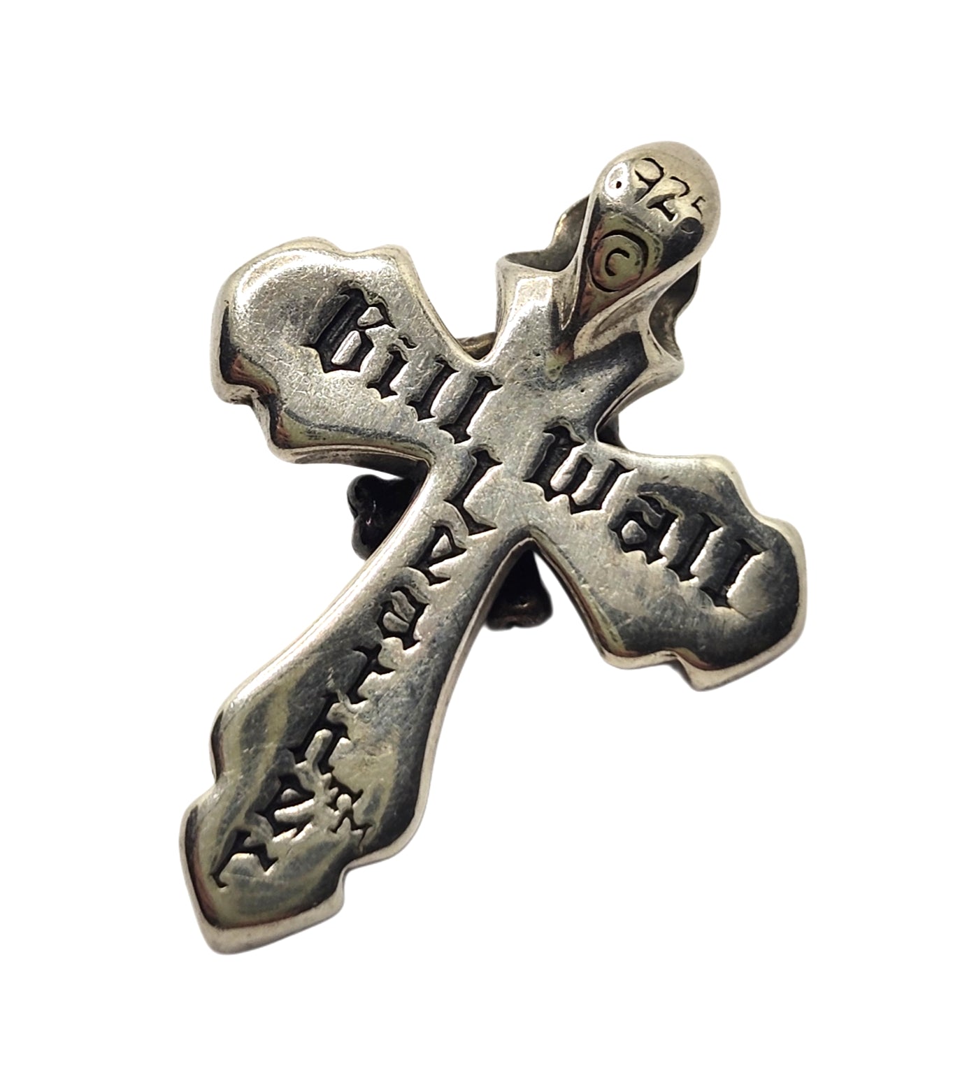 BWL Bill Wall Leather Sterling Silver Cross w/ Skull Crossbones Pendant image 3