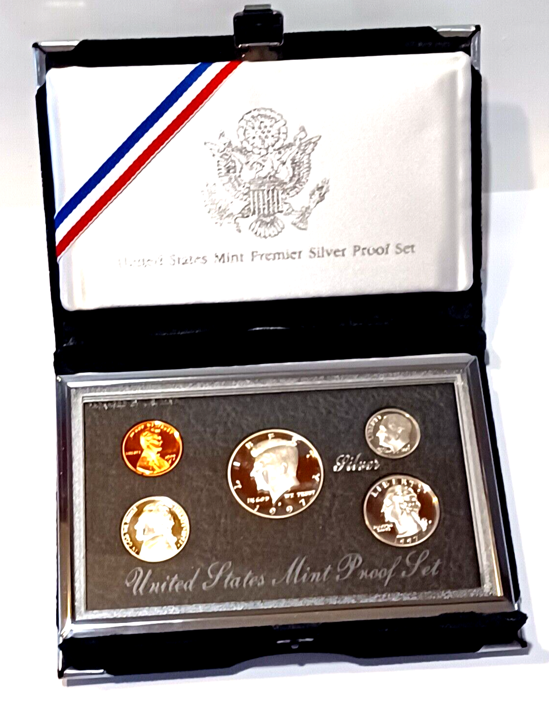 1997 U.S. Mint PREMIER SILVER PROOF Set Original Mint Packaging & COA image 1
