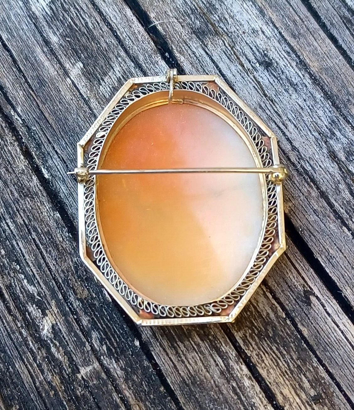 Antique Victorian Carved Shell Cameo w/ Flowers 14K White Gold Pin / Pendant image 4