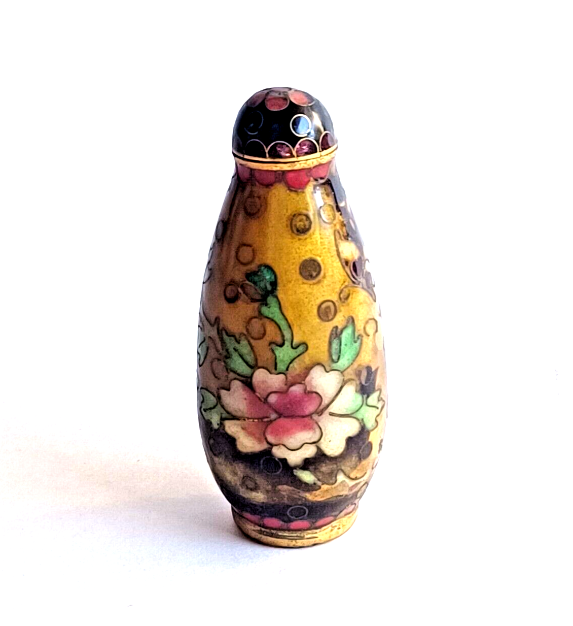 Antique Chinese Cloisonne Snuff Bottle 19th Century Flowers image 0