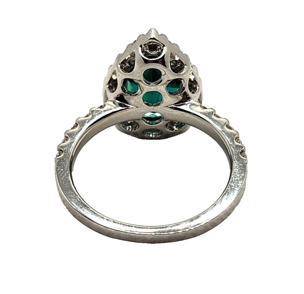 Jessica L Jewelry JLJ 14K White Gold Lab Created Emerald & Diamond Halo Ring image 11