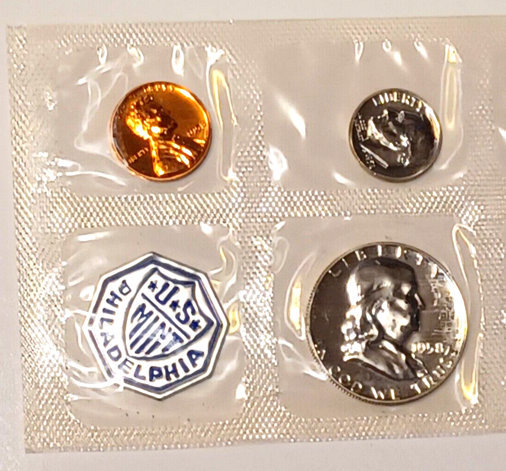 1958 U.S. Mint SILVER PROOF Set in Original Envelope image 2