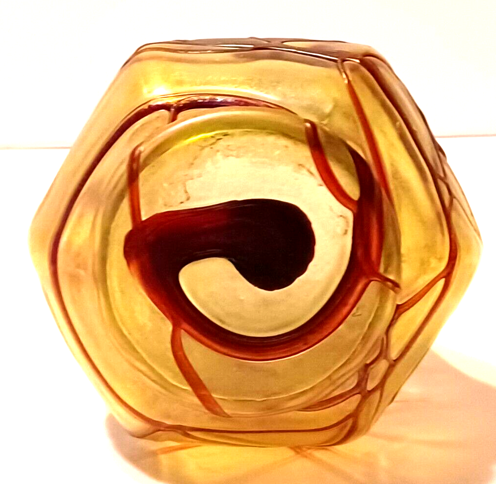 Antique Pallme-Konig Iridescent Green / Yellow Bohemian Glass Vase image 9