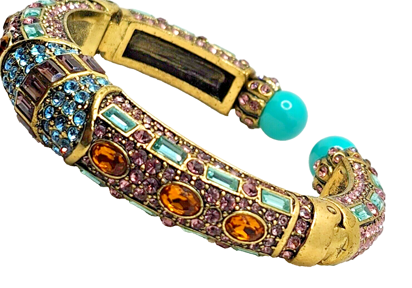 Heidi Daus Lavish Layers Double Hinged Cuff Bracelet ~ Purple & Blue image 3