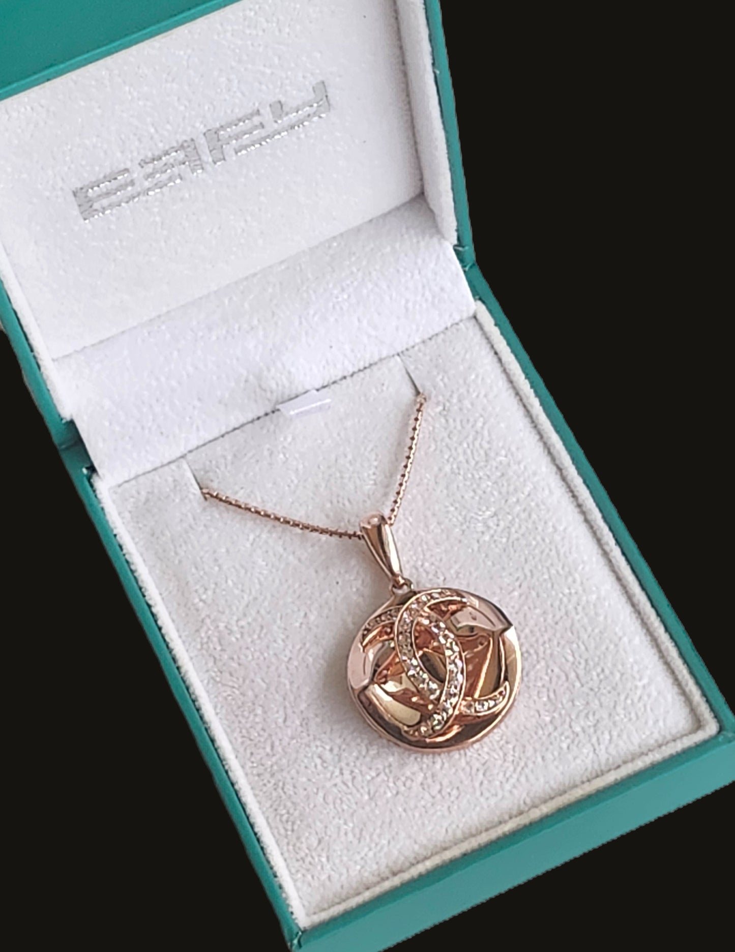 Effy Rose Gold Sterling Silver & White Sapphire Pendant with Chain in Box image 7