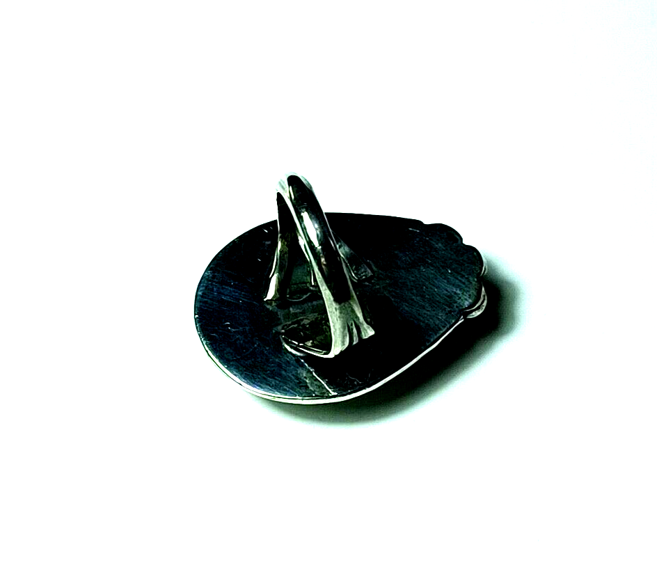 Vintage Native American Sterling Silver & Turquoise Teardrop Shaped Ring G Myers image 6