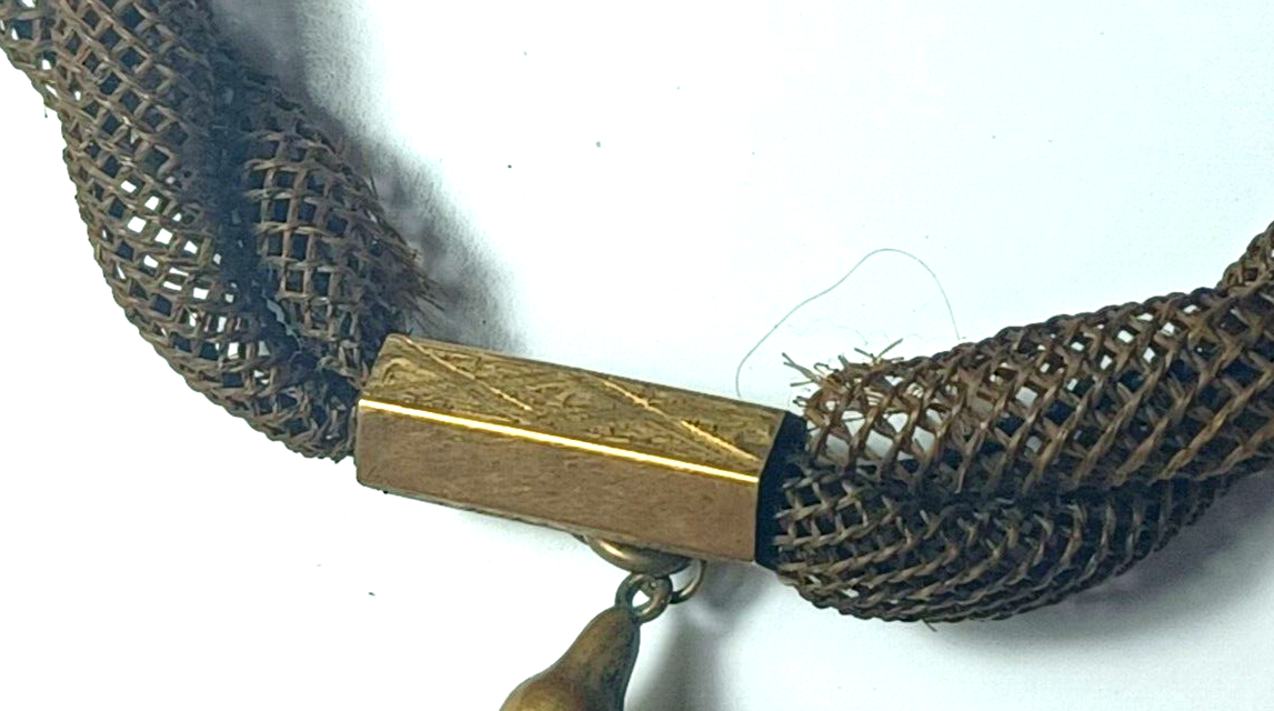 Antique Victorian Hair Mourning Jewelry & Gold Filled Necklace w/ Pendant image 4