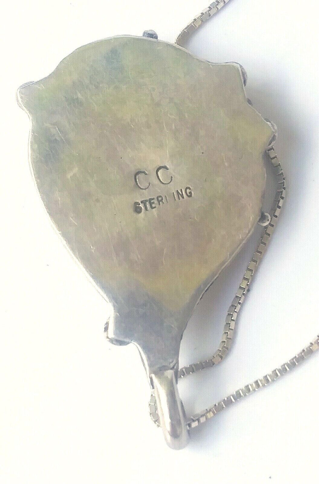 Native American Signed Sterling SIlver & Onyx Pendant with Necklace CC image 6