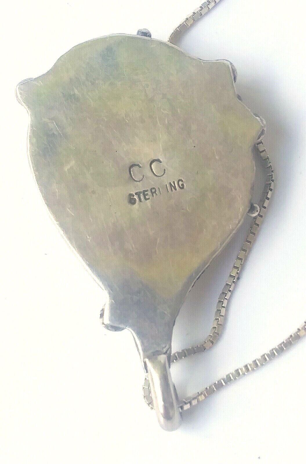 Native American Signed Sterling SIlver & Onyx Pendant with Necklace CC image 6