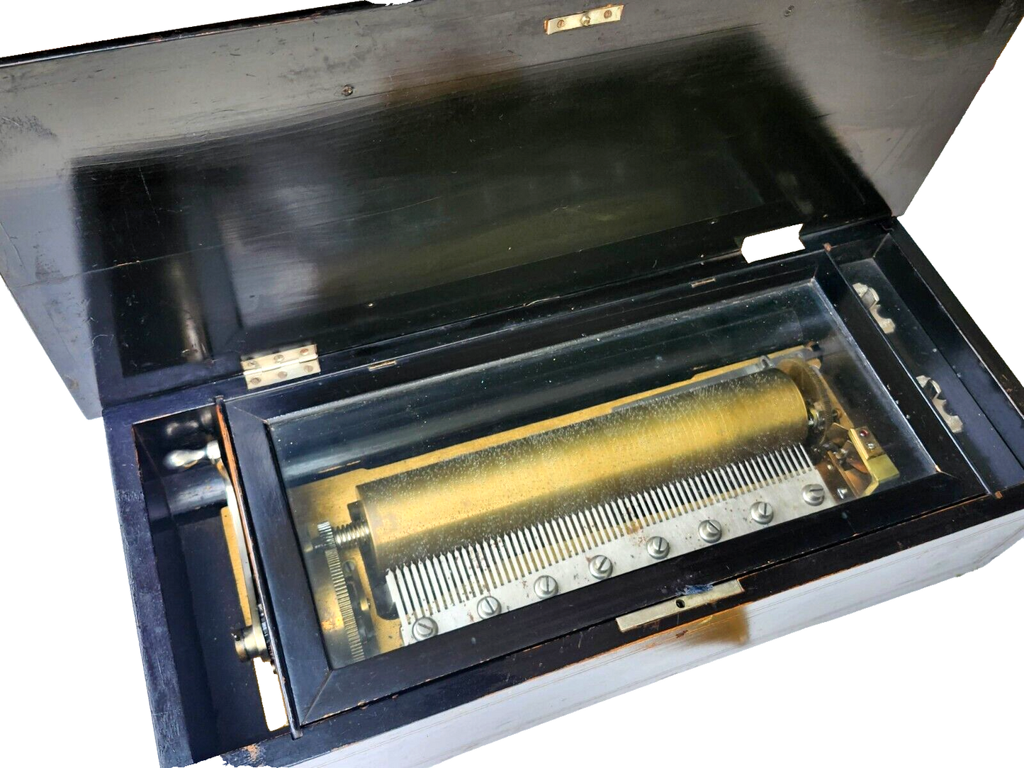 Antique M F 1840 Swiss Marque De Fabrique Cylinder Hand Crank 8 Airs Music Box image 2