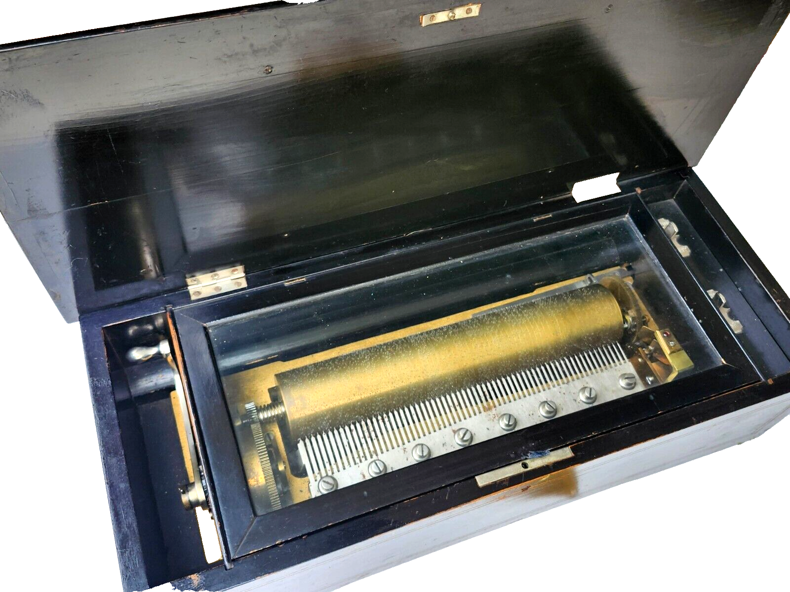 Antique M F 1840 Swiss Marque De Fabrique Cylinder Hand Crank 8 Airs Music Box image 2