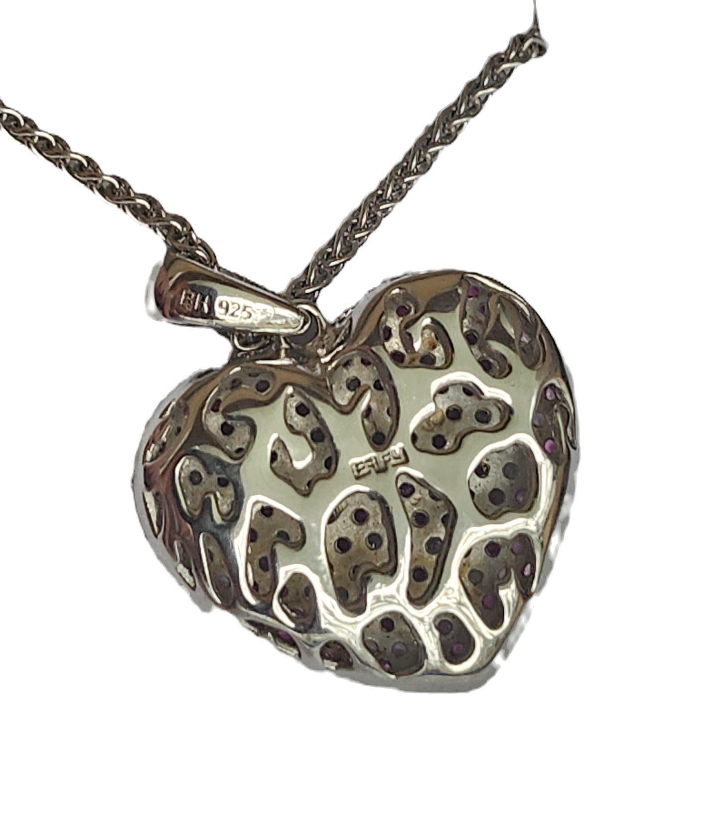 EFFY Sterling Silver & Pink Sapphire Splash Heart Pendant Necklace image 8