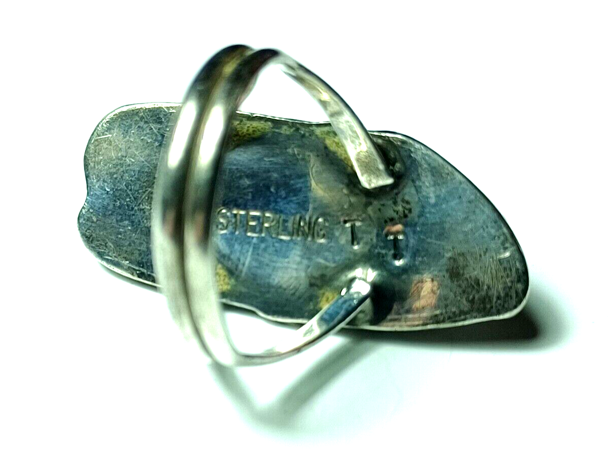 Vintage Native American Sterling Silver & Turquoise Feather Ring by Tom Taylor image 6