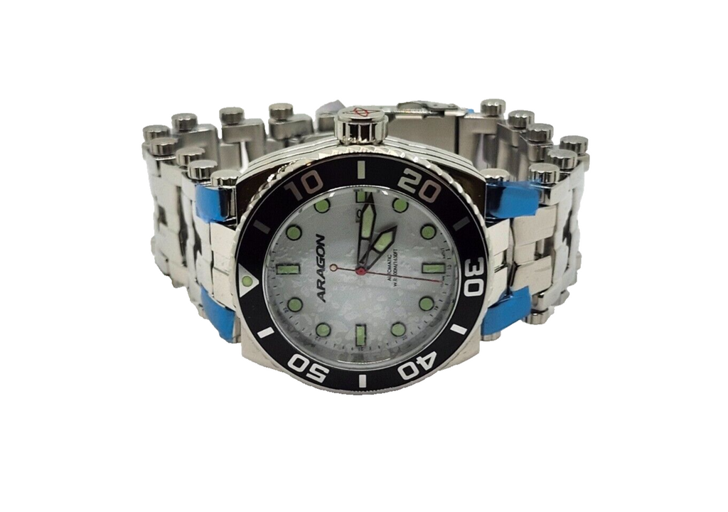NEW Aragon Millipede Automatic A093 Mens Watch White Dial and Black Bezel in Box image 2