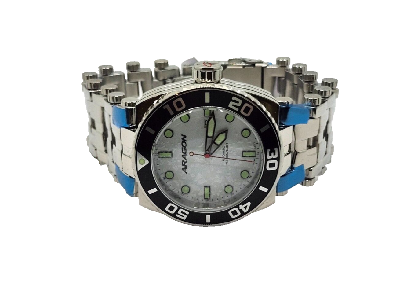 NEW Aragon Millipede Automatic A093 Mens Watch White Dial and Black Bezel in Box image 2