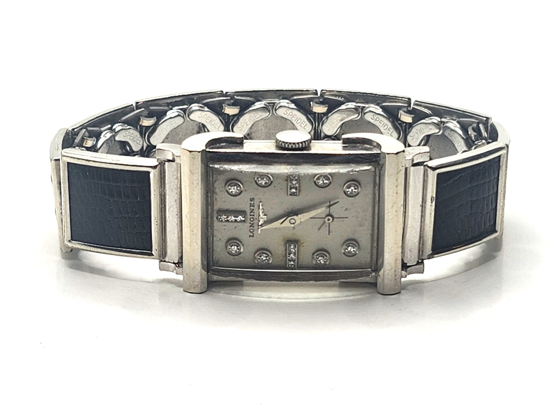 1940s Diamond Studded Longines Watch 14k White Gold image 0