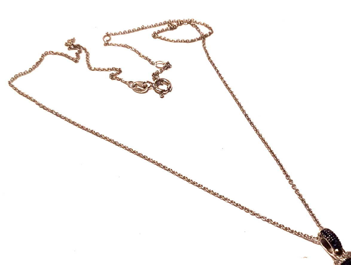 Round White & Black Diamond Cross Pendant w/ Sterling Silver Chain image 3