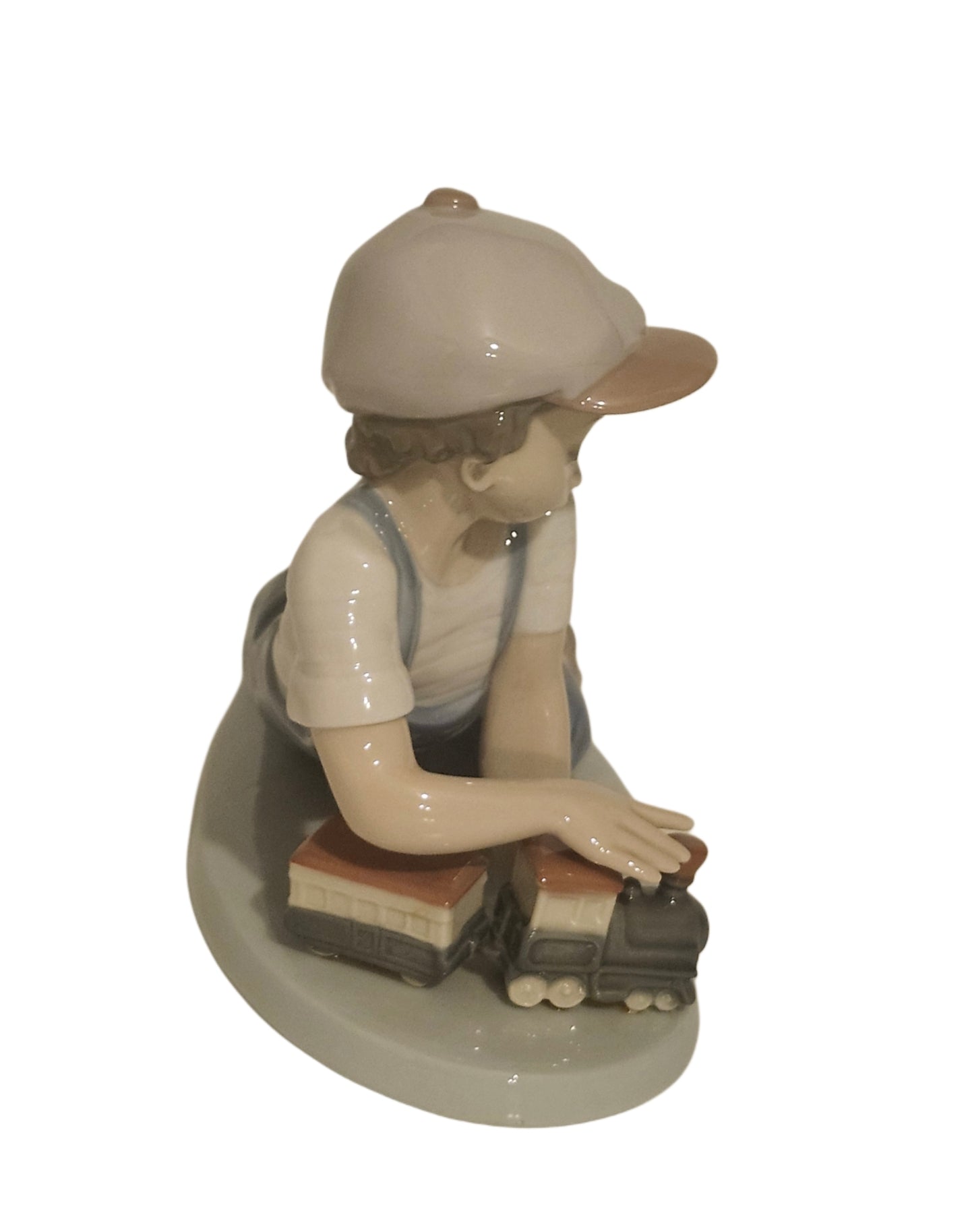 Retired Lladro #7619 Porcelain Figurine ALL ABOARD Boy w/ Train in Box image 1
