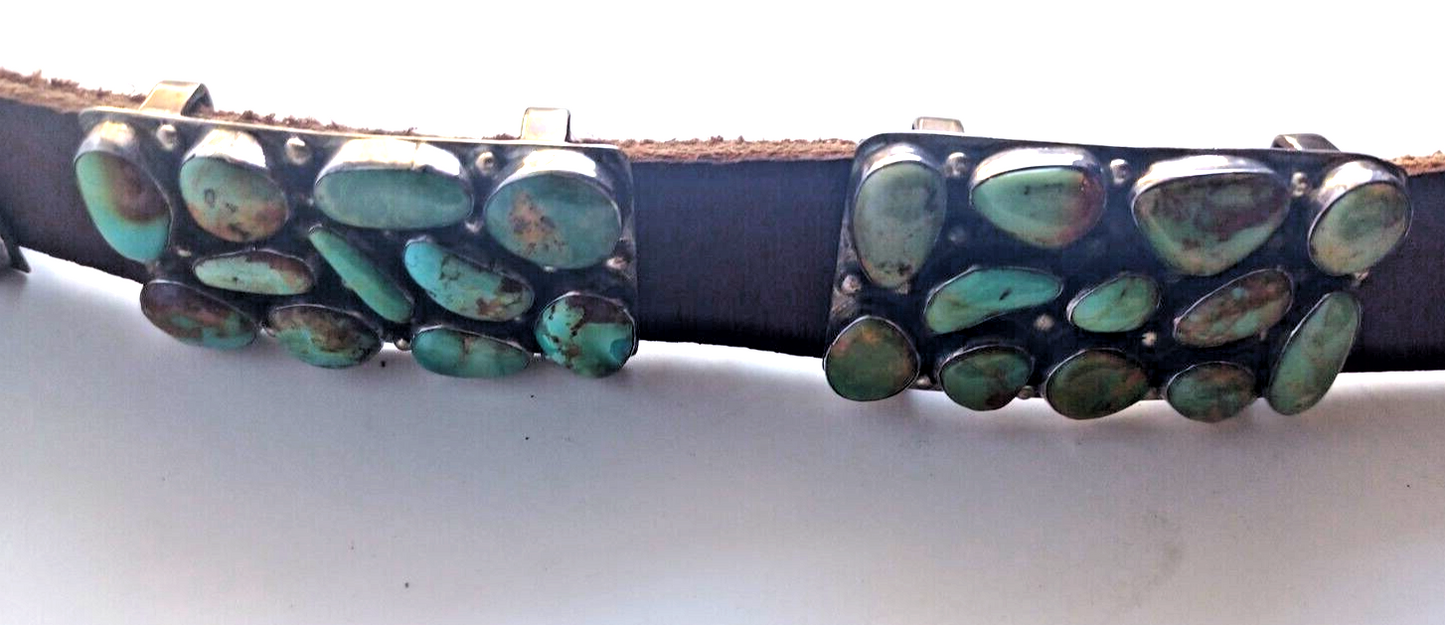 Navajo Native American Sterling Silver Turquoise Concho Belt by Willie Nezzie image 9