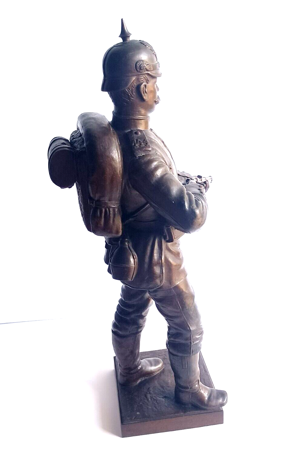 Antique Early 20th Century WWI German Soldier Bronze Sculpture Statue Signed image 4