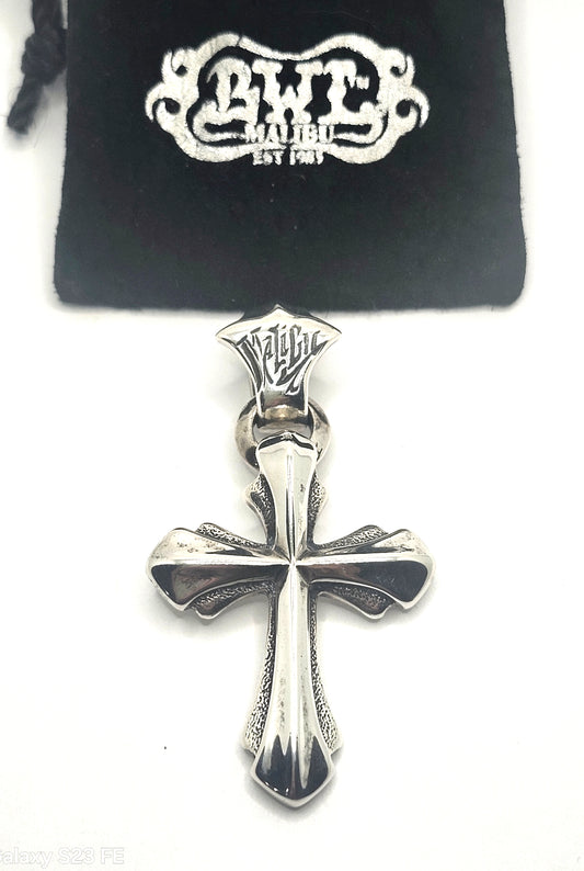BWL Bill Wall Leather Malibu Sterling Large 2005 Cross Pendant w/ Lg Bail image 0
