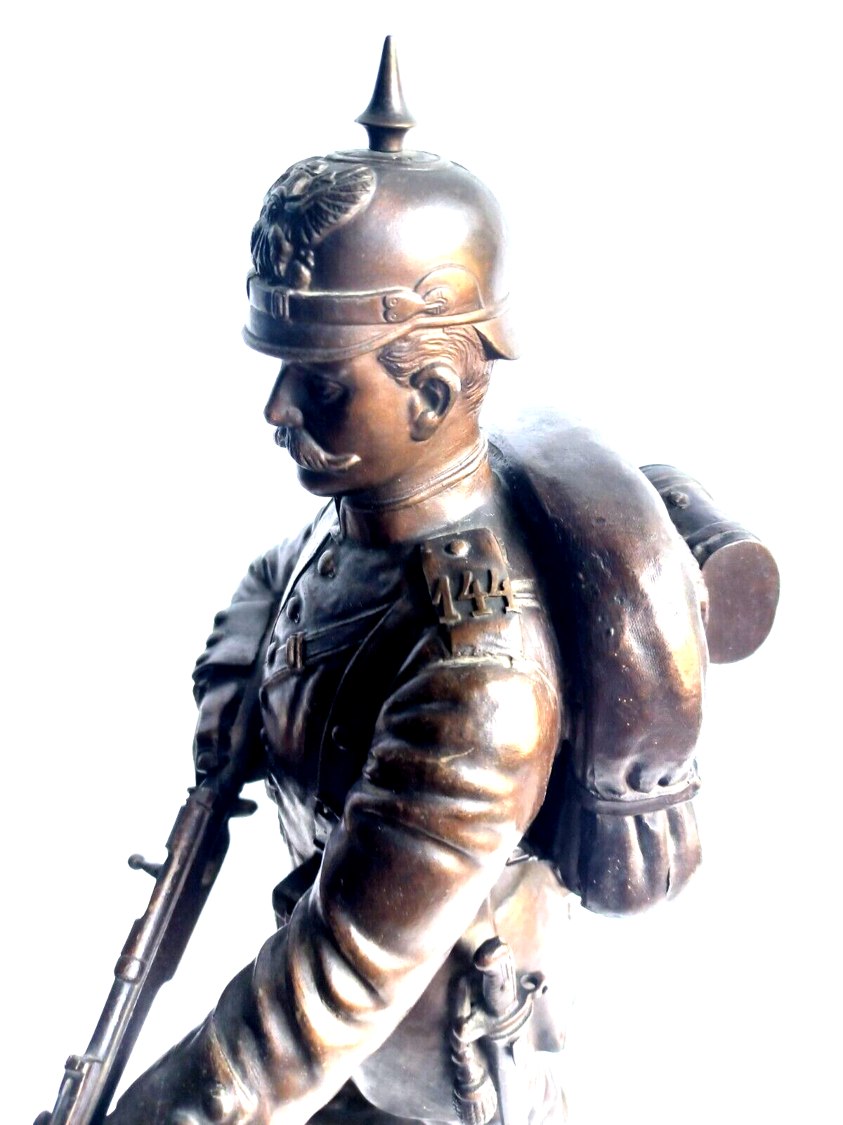 Antique Early 20th Century WWI German Soldier Bronze Sculpture Statue Signed image 6