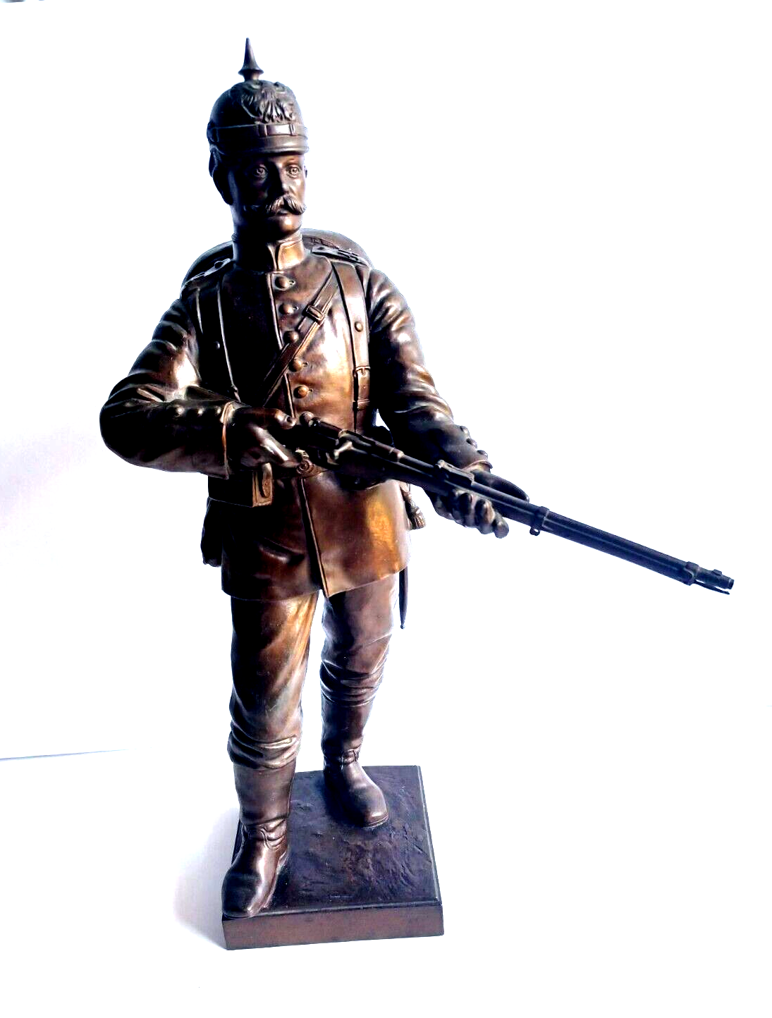 Antique Early 20th Century WWI German Soldier Bronze Sculpture Statue Signed image 0