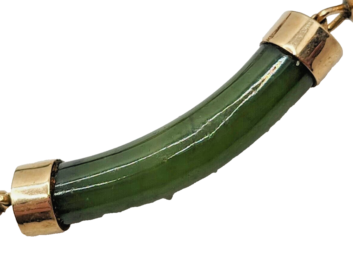 Vintage Chinese 14K Yellow Gold & Jade Link Bracelet image 6