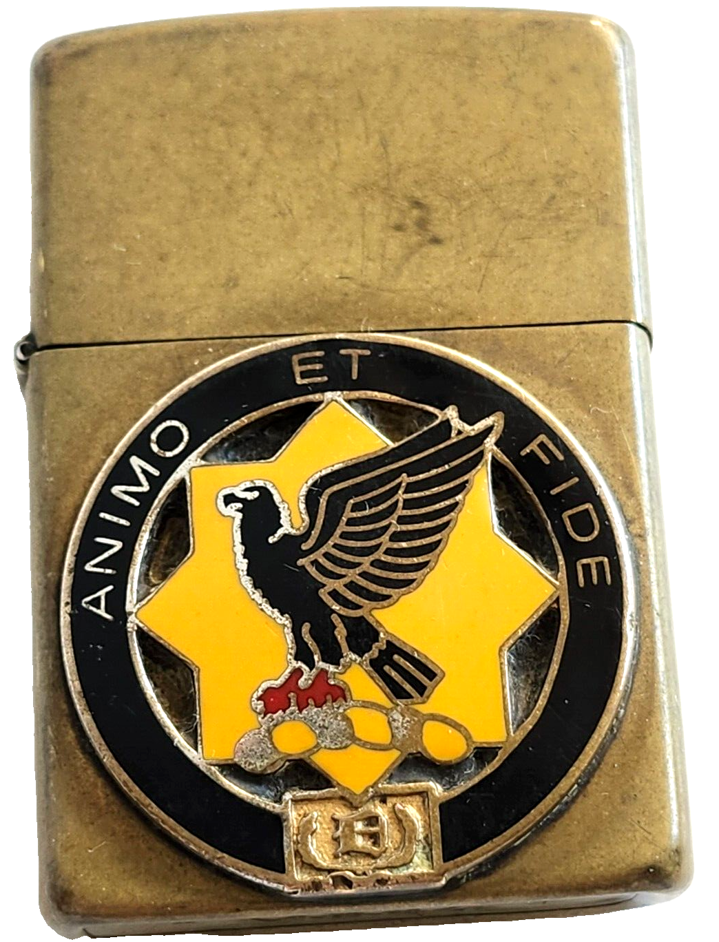 Zippo Lighter w/ WWII US Army 1st Cavalry Regiment Unit ANIMO ET FIDE Insignia image 1