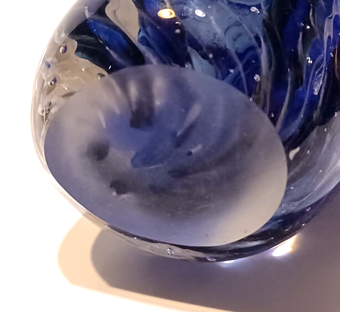 Murano Art Glass Paperweight Italy MCM Art Glass Cobalt Blue Sculpture 5" Tall image 7
