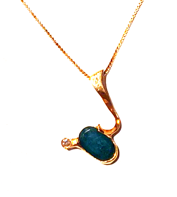 Estate Custom 1.65ctw Emerald & Diamond 14k Gold Pendant w/ Box Chain image 4